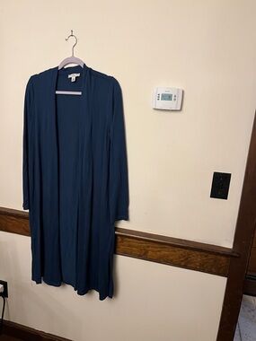 H by Halston Long Open-Front Cardigan - teal